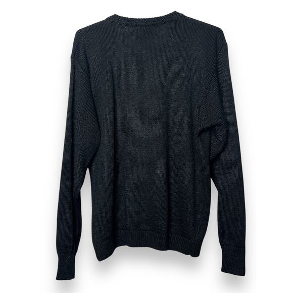 Vintage 80s Beaded Cardigan Sweater Size Medium Black Retro Style Rockabilly - Picture 2 of 11